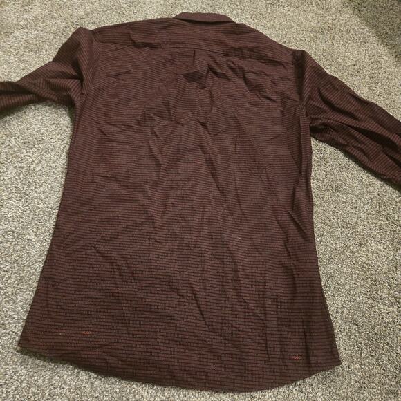 HUGO Hugo Boss Size S Binary Print Dark Red Button Ups Shirt Rare Extra Slim Fit - Picture 7 of 9